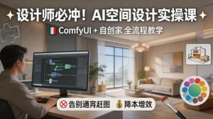 设计师必冲！AI空间设计实操课，ComfyUI+自创家全教学，告别通宵赶图，降本增效-KJ分享