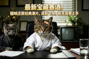 最新宝藏赛道！猫咪还原经典港片，涨粉飞快，新手简单上手-KJ分享