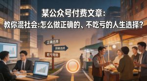 某公众号付费文章：教你混社会：怎么做正确的、不吃亏的人生选择？-KJ分享