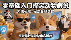 零基础入门搞笑动物解说,大佬私藏完整变现课程,照着模板就能做出高播放-KJ分享