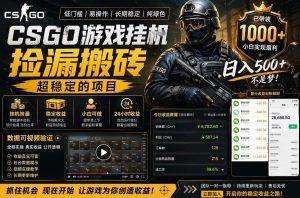 CSGO游戏搬砖,全自动挂G,不需要玩游戏,手机操作日入300+,解放双手【揭秘】-KJ分享