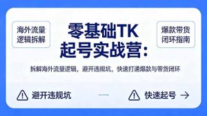 零基础 TK 起号实战营：拆解海外流量逻辑，避开违规坑，快速打通爆款与带货闭环-KJ分享
