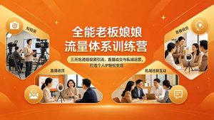 全能老板娘流量体系训练营，三天吃透短视频引流、直播成交与私域运营，打造个人IP轻松变现-KJ分享