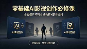 零基础AI影视创作必修课，全套僵尸系列实操教程加配套资料，全程答疑带你独立完整出片-KJ分享
