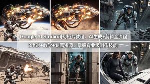 Google AI Studio科幻短片教程：AI生成+剪辑全流程，3小时+教学+专属资源，掌握专业级制作技能-KJ分享