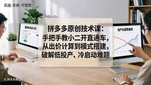 拼多多原创技术课：手把手教小二开直通车，从出价计算到模式搭建，破解低投产、冷启动难题-KJ分享