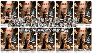AI橘猫道长茅山道士短剧教程|零基础傻瓜式操作,AI一键生成古风玄幻爆款短视频快速变现-KJ分享