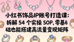 小红书饰品IP账号打造课：拆解 54 个实操 SOP，零基础也能搭建高流量变现矩阵-KJ分享