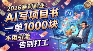 2026暴利副业:AI 写项目书,一单 1000 块,不用引流,告别打工-KJ分享