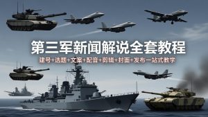 第三军迷新闻解说全套教程:建号+选题+文案+配音+剪辑+封面+发布一站式教学-KJ分享
