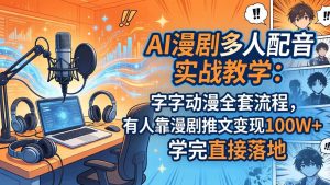 AI漫剧多人配音实战教学:字字动漫全套流程,有人靠漫剧推文变现100W+,学完直接落地-KJ分享