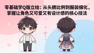零基础学Q版立绘:从头身比例到服装细化,掌握让角色又可爱又有设计感的核心技法-KJ分享