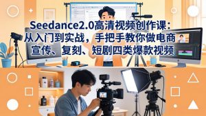 Seedance2.0高清视频创作课：从入门到实战，手把手教你做电商、宣传、复刻、短剧四类爆款视频-KJ分享