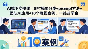 AI线下实操课:GPT模型分类+prompt方法+团队AI应用+10个赚钱案例,一站式学会-KJ分享