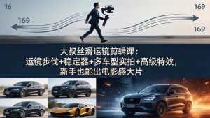 大叔丝滑运镜剪辑课:运镜步伐+稳定器+多车型实拍+高级特效,新手也能出电影感大片-KJ分享