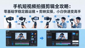 手机短视频拍摄剪辑全攻略:零基础学稳定器运镜 + 剪映实操,小白快速变高手-KJ分享