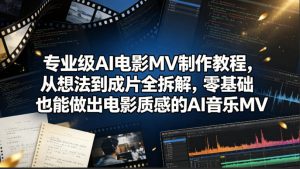 专业级AI电影MV制作教程,从想法到成片全拆解,零基础也能做出电影质感的AI音乐MV-KJ分享