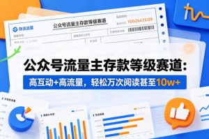 公众号流量主之存款等级赛道，高互动+高流量，轻松达到万次阅读，甚至10w+-KJ分享