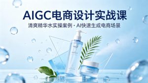 AIGC电商设计实战课,以清爽精华水为实操案例,教你用AI快速生成电商场景-KJ分享