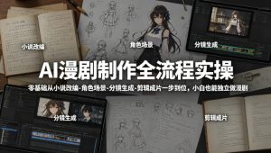 AI漫剧制作全流程实操,零基础从小说改编-角色场景-分镜生成-剪辑成片一步到位,小白也能独立做漫剧-KJ分享