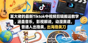 某大佬的最新Tiktok中视频剪辑搬运教学，涵盖音乐，影视解说，动漫赛道，普通人出海撸美刀-KJ分享