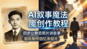 AI叙事魔法创作教程，四步让静态照片讲故事，老照片修复加动态特效，轻松制作回忆杀短片-KJ分享