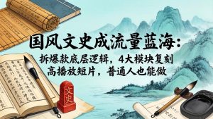 国风文史成流量蓝海：拆爆款底层逻辑，4大模块复刻高播放短片，普通人也能做-KJ分享