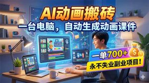 AI动画搬砖,一台电脑,自动生成动画课件,一单800+ 永不失业副业项目!-KJ分享