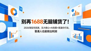 别再1688无脑铺货了！2026淘宝无货源，五大核心+AI生图+高溢价打法，普通人也能做出利润-KJ分享