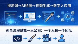 AI全流程赋能一人公司:提示词、绘画、视频、数字人、编程,一个人顶一个团队-KJ分享