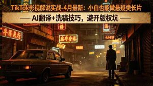 TikTok影视解说实战-4月最新:小白也能做悬疑类长片,AI翻译+洗稿技巧,避开版权坑-KJ分享