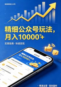 精细公众号玩法,月入10000+,实操指南,快速变现-KJ分享