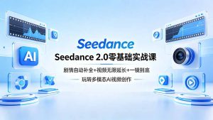 Seedance 2.0零基础实战课:剧情自动补全+视频无限延长+一镜到底:玩转多模态AI视频创作-KJ分享