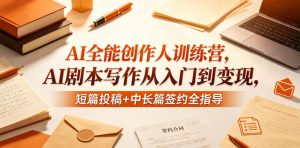 AI全能创作人训练营,AI剧本写作从入门到变现,短篇投稿+中长篇签约全指导-KJ分享