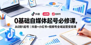 0基础自媒体起号必修课，从0到1起号｜抖音+小红书+视频号全域运营变现课-KJ分享