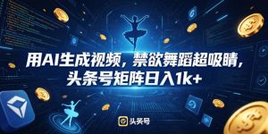 用AI生成视频,禁欲舞蹈超吸睛,头条号矩阵日入1k+-KJ分享