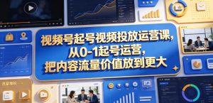 视频号起号视频投放运营课，从0-1起号运营，把内容流量价值放到更大-KJ分享