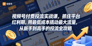 视频号付费投流实战课,抓住平台红利期,用最低成本撬动最大流量,从新手到高手的投流全攻略-KJ分享
