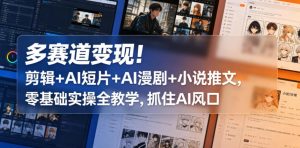 多赛道变现！剪辑+AI短片+AI漫剧+小说推文，零基础实操全教学，抓住AI风口-KJ分享