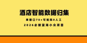 酒店智能数据归集，小众蓝海已经稳定半年之久，单窗口70+零成本矩阵开干【揭秘】-KJ分享