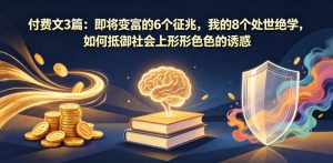付费文3篇:即将变富的6个征兆,我的8个处世绝学,如何抵御社会上形形色色的诱惑-KJ分享