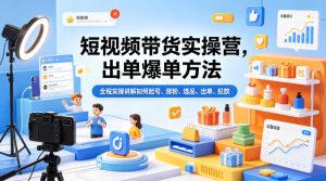 短视频带货实操营,出单爆单方法,全程实操讲解如何起号、涨粉、选品、出单、投放(更新0515)-KJ分享