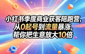 小红书季度商业获客陪跑营，从0起号到流量暴涨，帮你把生意放大10倍-KJ分享