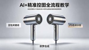 AI+精准控图全流程教学 豆包关键词+PS色块分区+即梦合成搞定电商高级摄影图-KJ分享