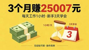 3个月赚钱25007元，每天工作1个小时，新手3天全部学会！-KJ分享