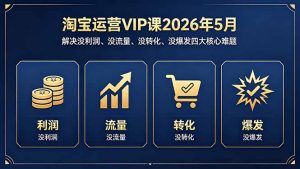 淘宝运营VIP课2026年5月：解决没利润、没流量、没转化、没爆发四大核心难题-KJ分享