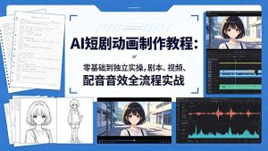 AI短剧动画制作教程:零基础到独立实操,剧本、视频、配音音效全流程实战-KJ分享