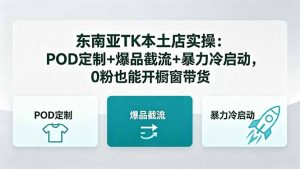 东南亚TK本土店实操:POD定制+爆品截流+暴力冷启动,0粉也能开橱窗带货-KJ分享