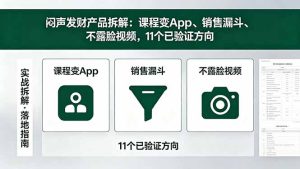 付费文章:闷声发财产品拆解:课程变App、销售漏斗、不露脸视频,11个已验证方向-KJ分享