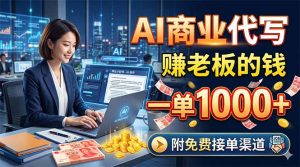 AI商业代写，赚老板的钱，一单1000+，附免费接单渠道-KJ分享